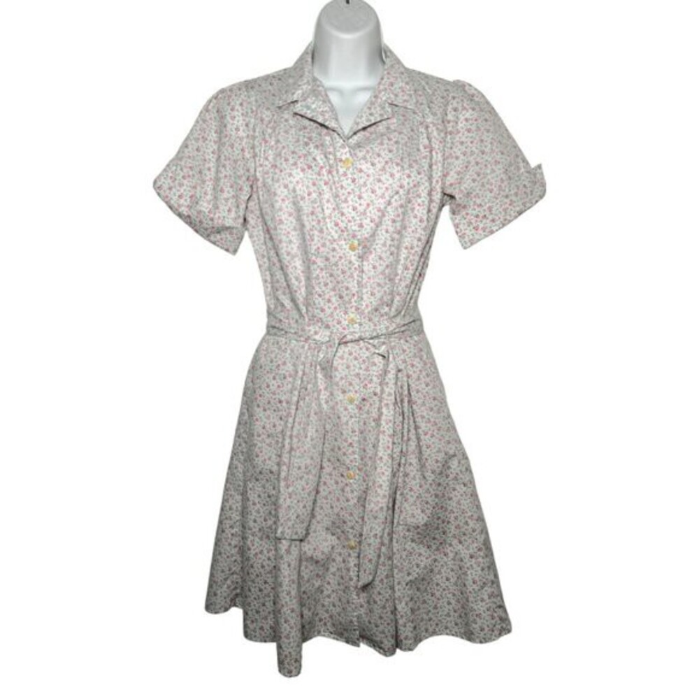 1791 Supply & Co Ditsy Floral Shirt Dress Retro Cottagecore Pastel Blue Pink M